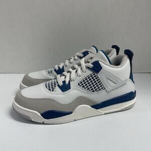 Air Jordan 4 Retro PS Military Blue 2024 BQ7669 141 Size 2.5 Y Kids White Shoe